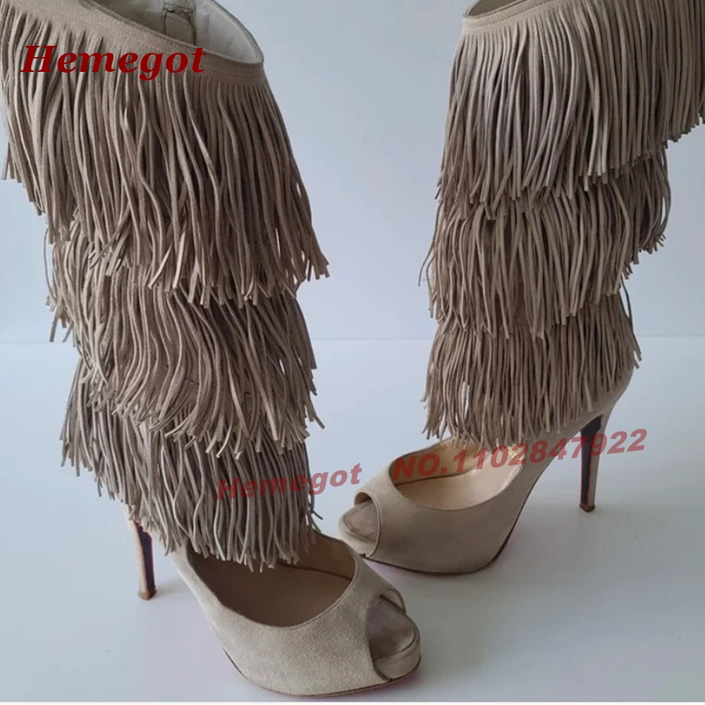 Knee High Boots Women - صندل بوت بكعب عالٍ مفتوح الأصابع