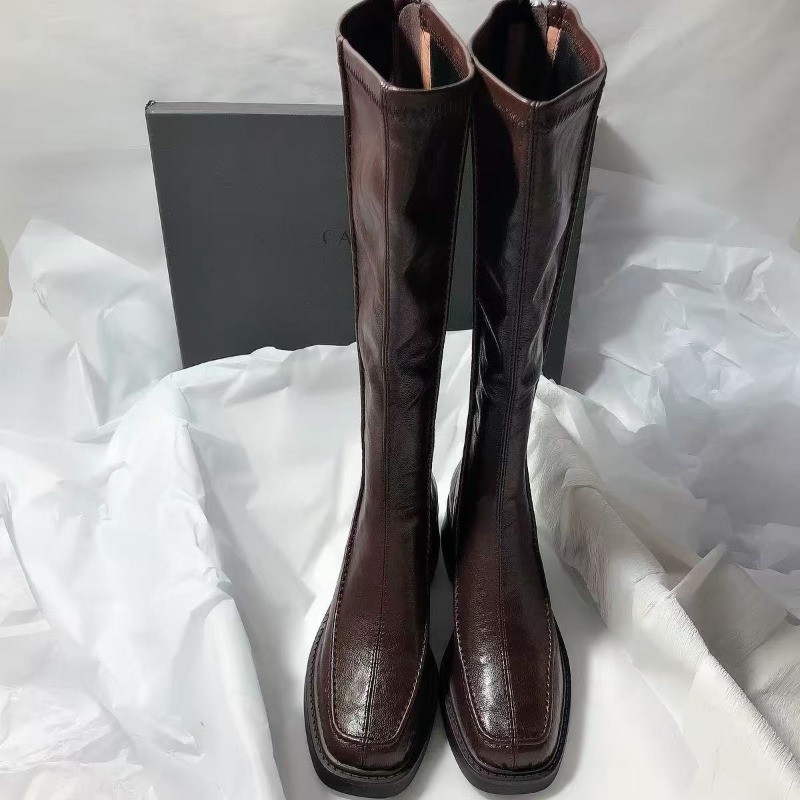 Knee High Boots Women - حذاء طويل للنساء ذو مقدمة مستديرة