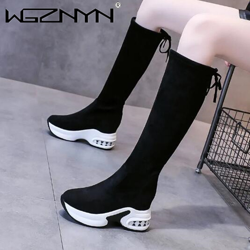 Knee High Boots Women - شتاء دافئ مكتنزة منصة أحذية طويلة